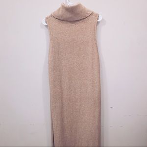 Bodycon turtle neck tan knit sexy sweater dress